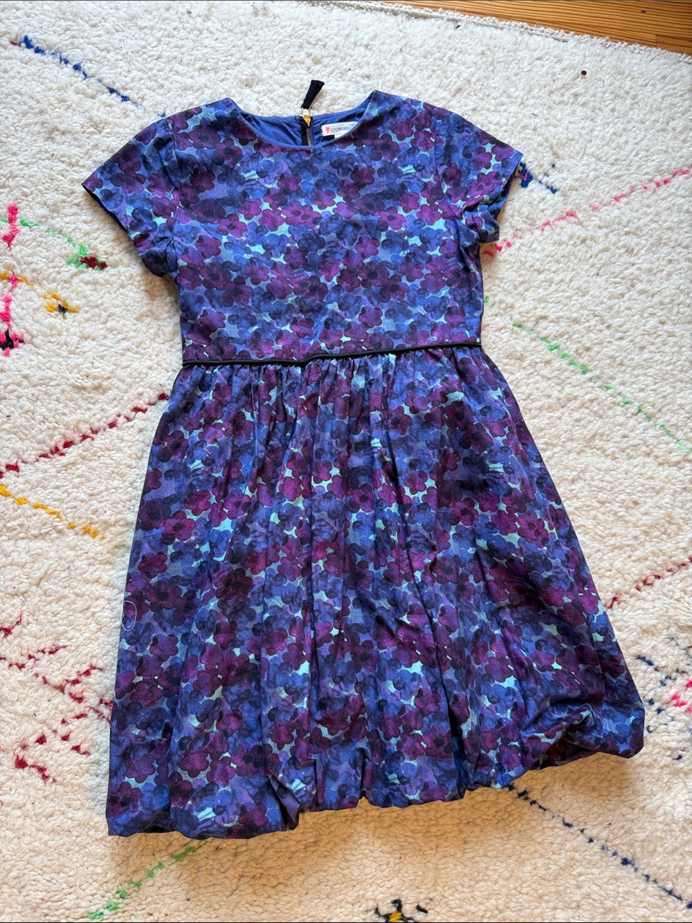 J. Crew Crewcuts Purple Floral Short-Sleeve Fit-and-Flare Dress